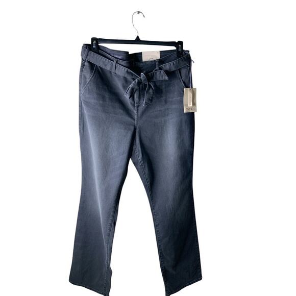 NYDJ Marilyn Straight Denim Jeans Womens 16 Belted High Rise Faded Casual NWT - Picture 3 of 12